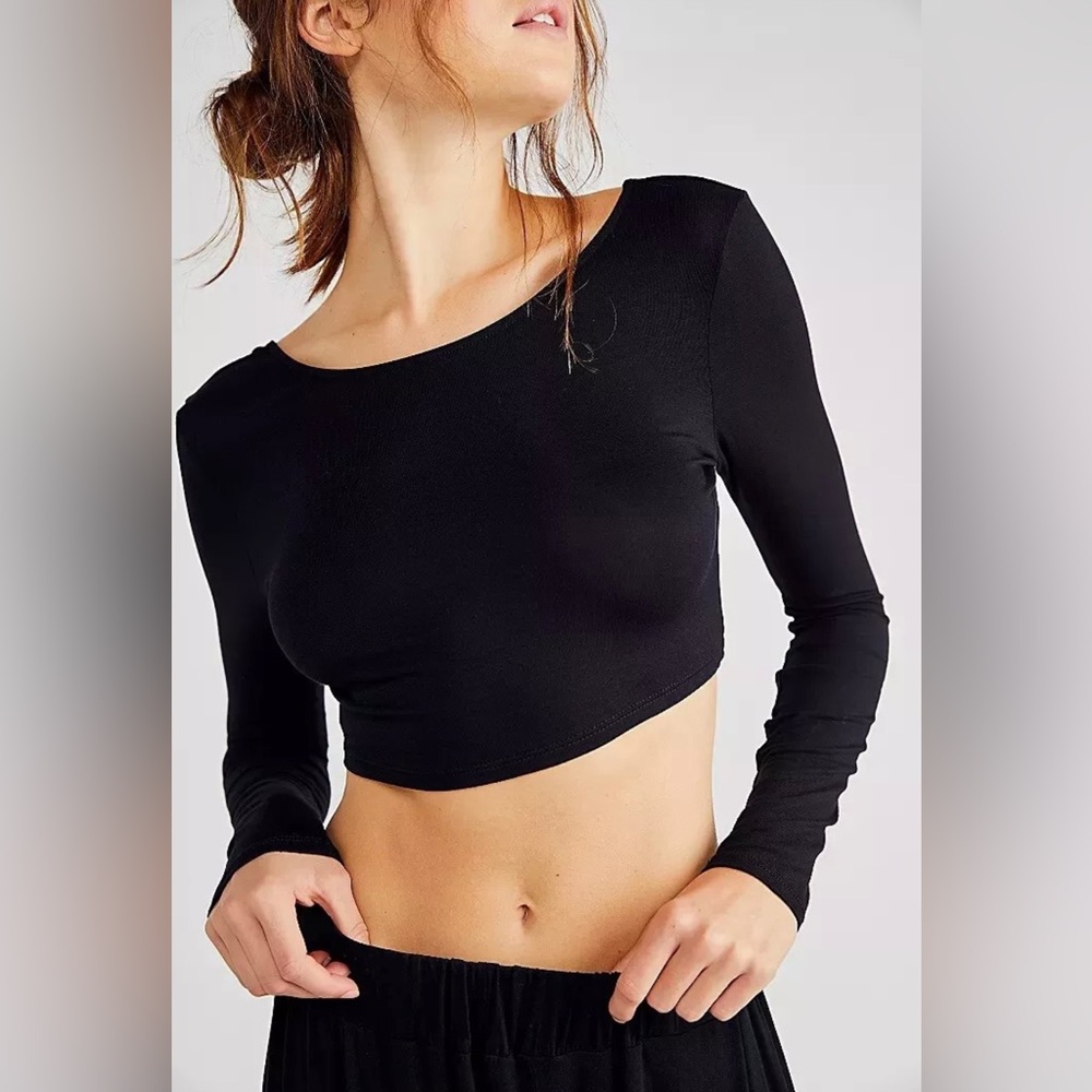 NWT Free People Beach Alia Crop Top Black Size XS Sexy Gothic NWT Y2K Style